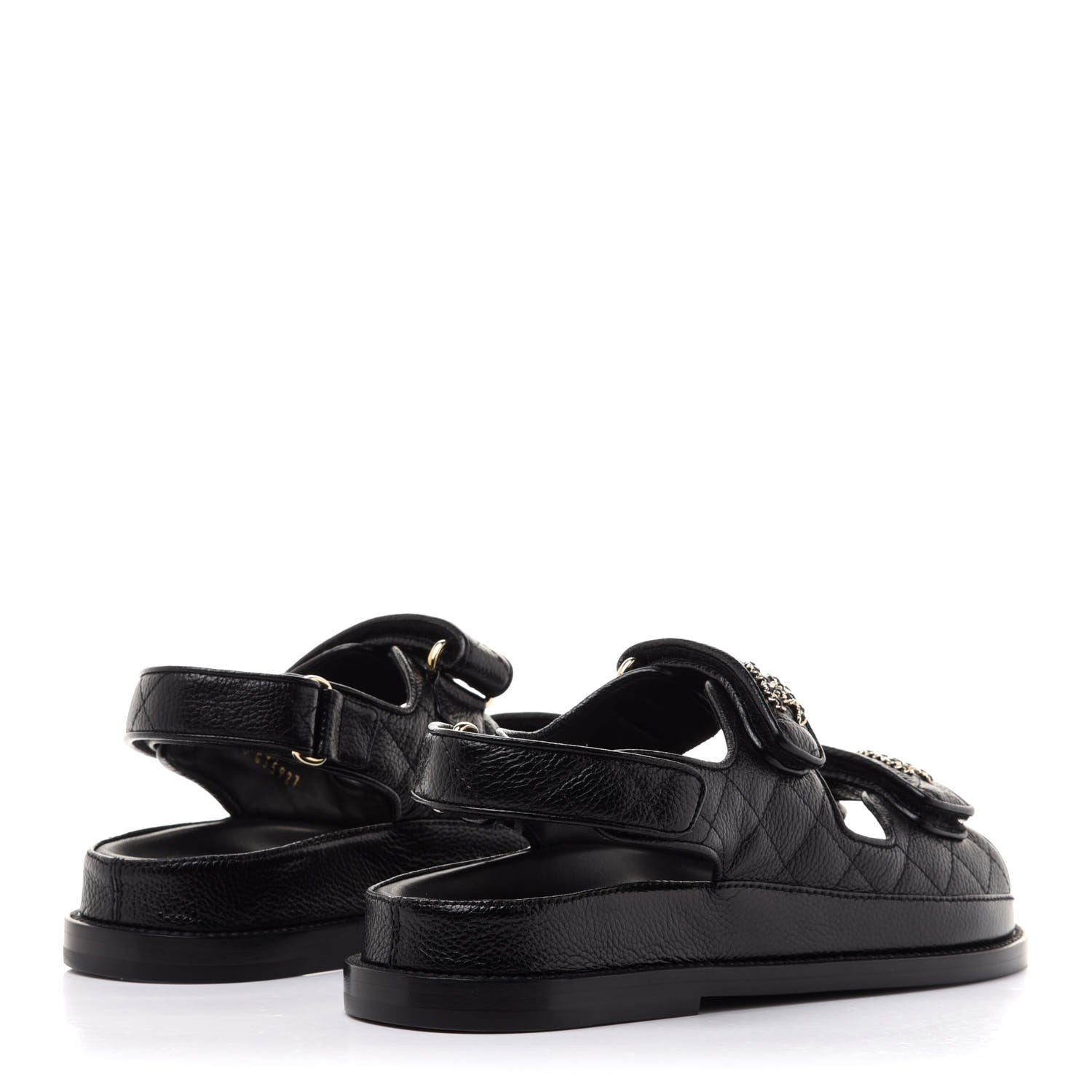 Chanel Grained Calfskin Velcro Dad Sandals 36 Black 4 of 10