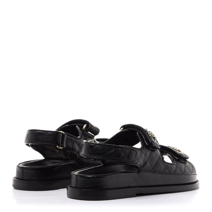 Chanel Grained Calfskin Velcro Dad Sandals 36 Black 4 of 10