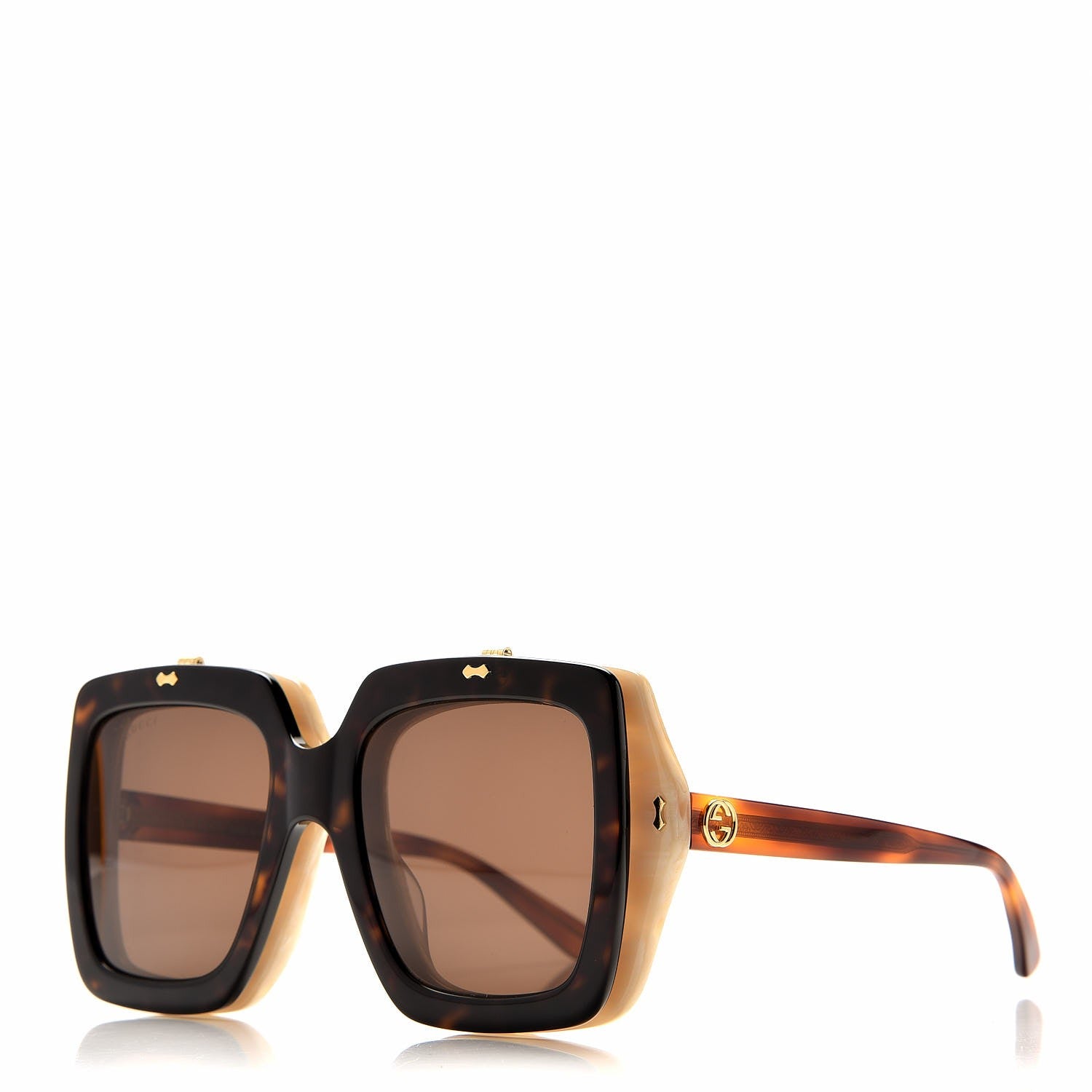 Gucci Acetate Oversized Flip Up Sunglasses GG0088S Tortoise 1 of 11