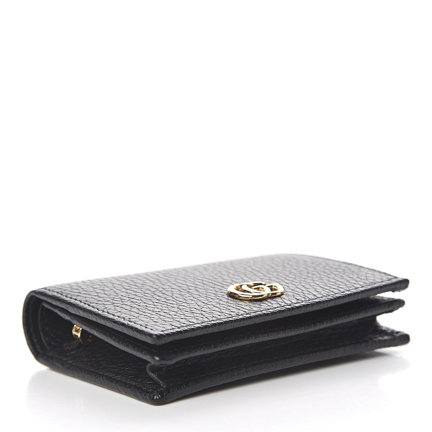 Pebbled Calfskin GG Marmont Card Case Black