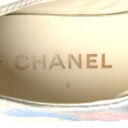 Chanel Printed Fabric Quilted Sneakers 38 Green Pink Blue 8 of 9