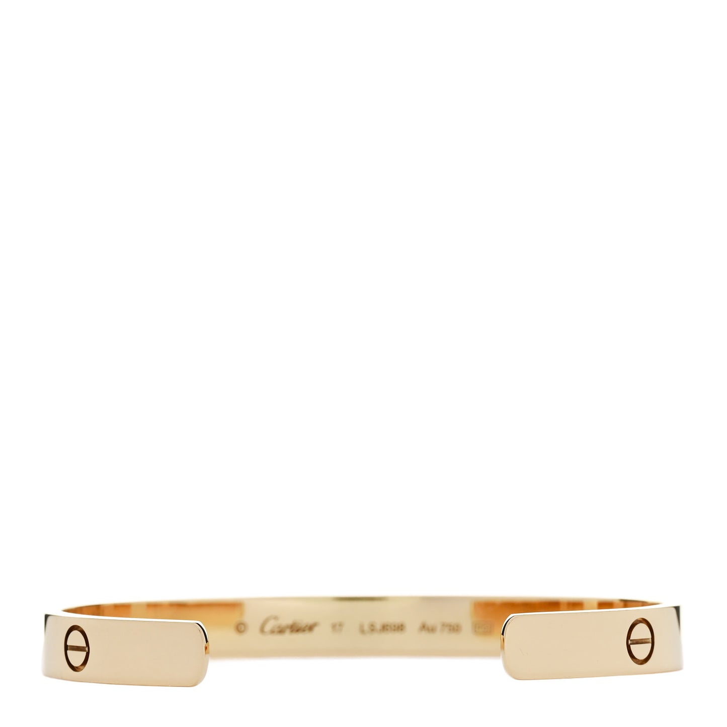 18K Yellow Gold LOVE Cuff Bracelet 17