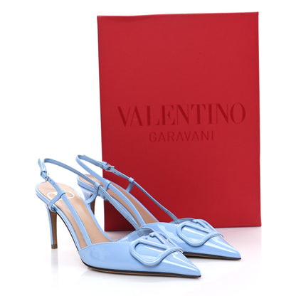 Valentino Garavani Patent Signature VLogo Slingback 80mm Pumps 37 Popeline 10 of 10