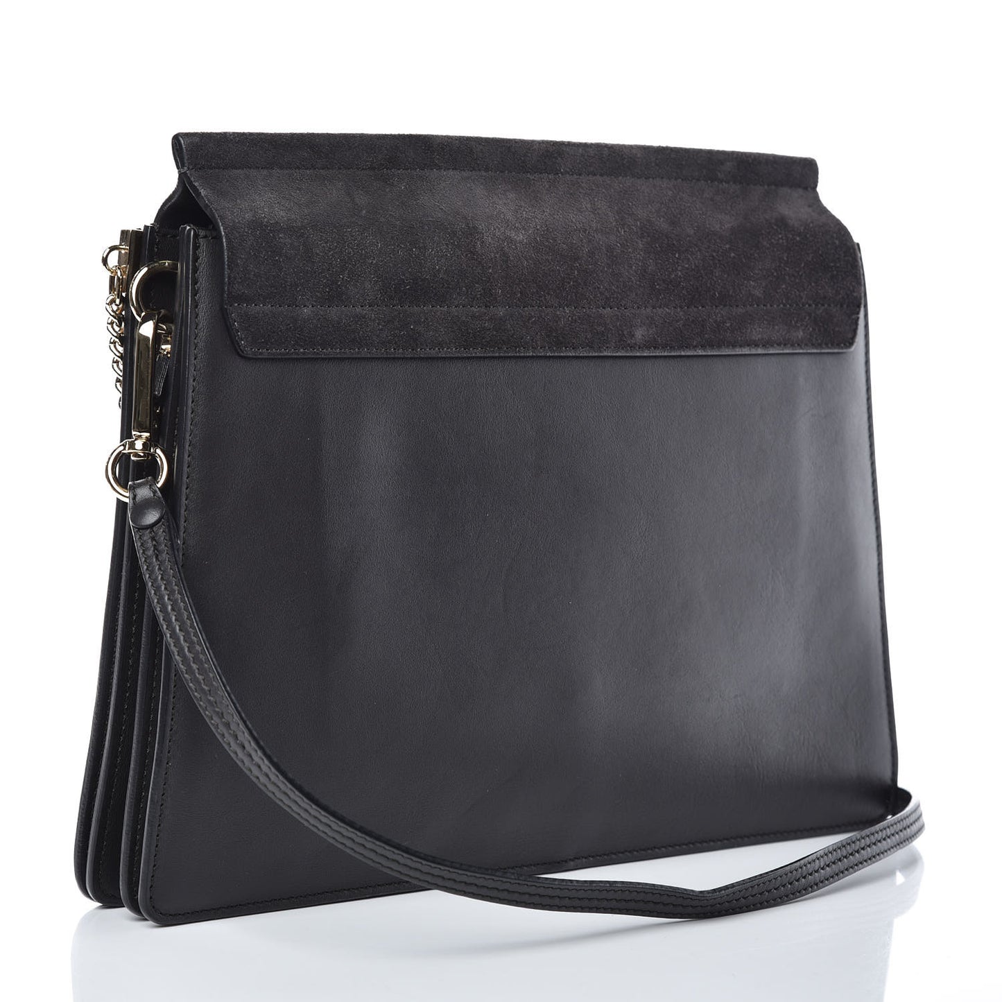 Suede Calfskin Medium Faye Shoulder Bag Carbon Grey