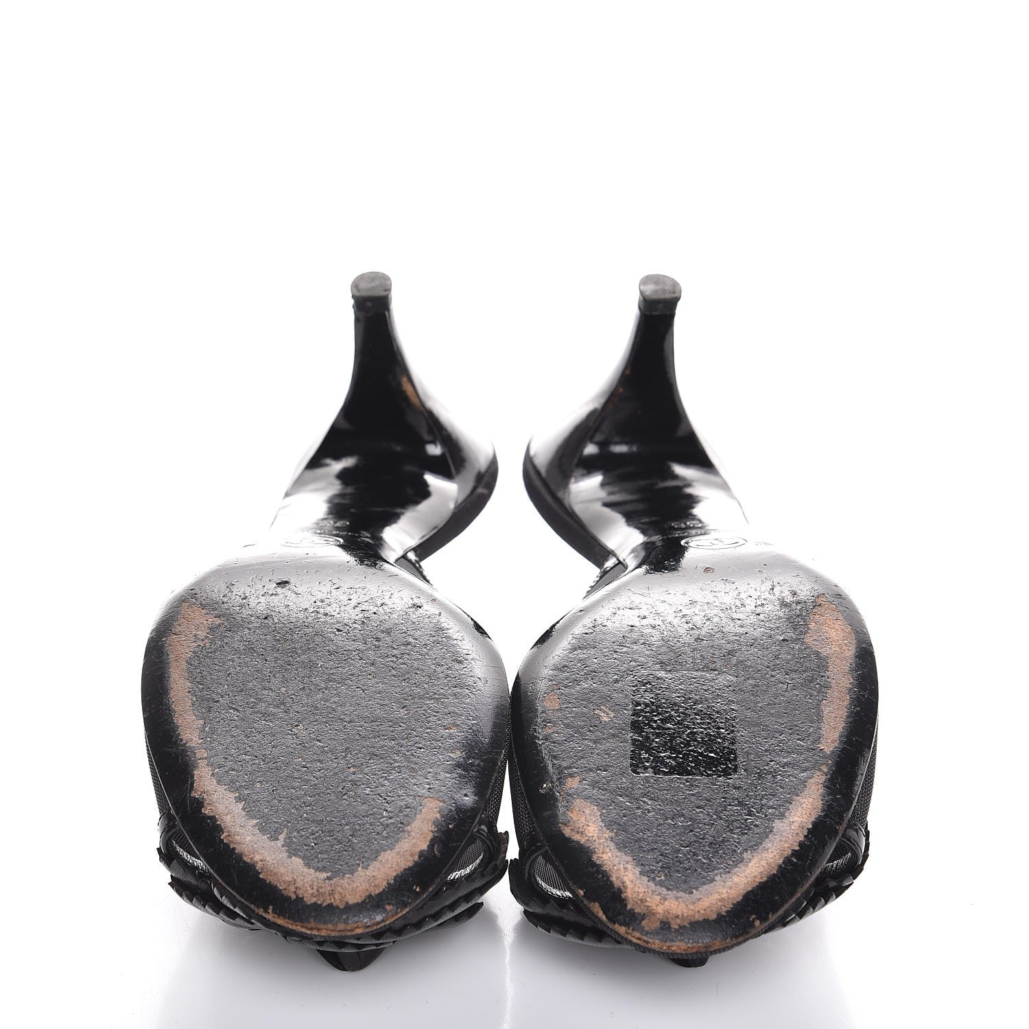 Chanel Lambskin Mesh Camellia Mules 38 Black 7 of 12