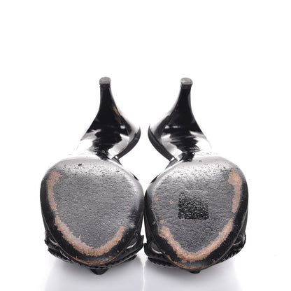 Chanel Lambskin Mesh Camellia Mules 38 Black 7 of 12