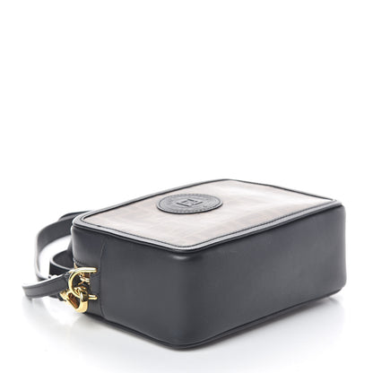 Fendi Glazed Fabric Vitello Century FF 1974 Stamp Patch Mini Camera Case Mogano Panna Black 4 of 9