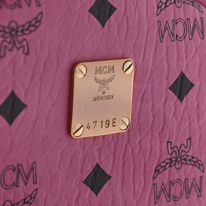 MCM Visetos Small Side Stud Stark Backpack Pink 6 of 8