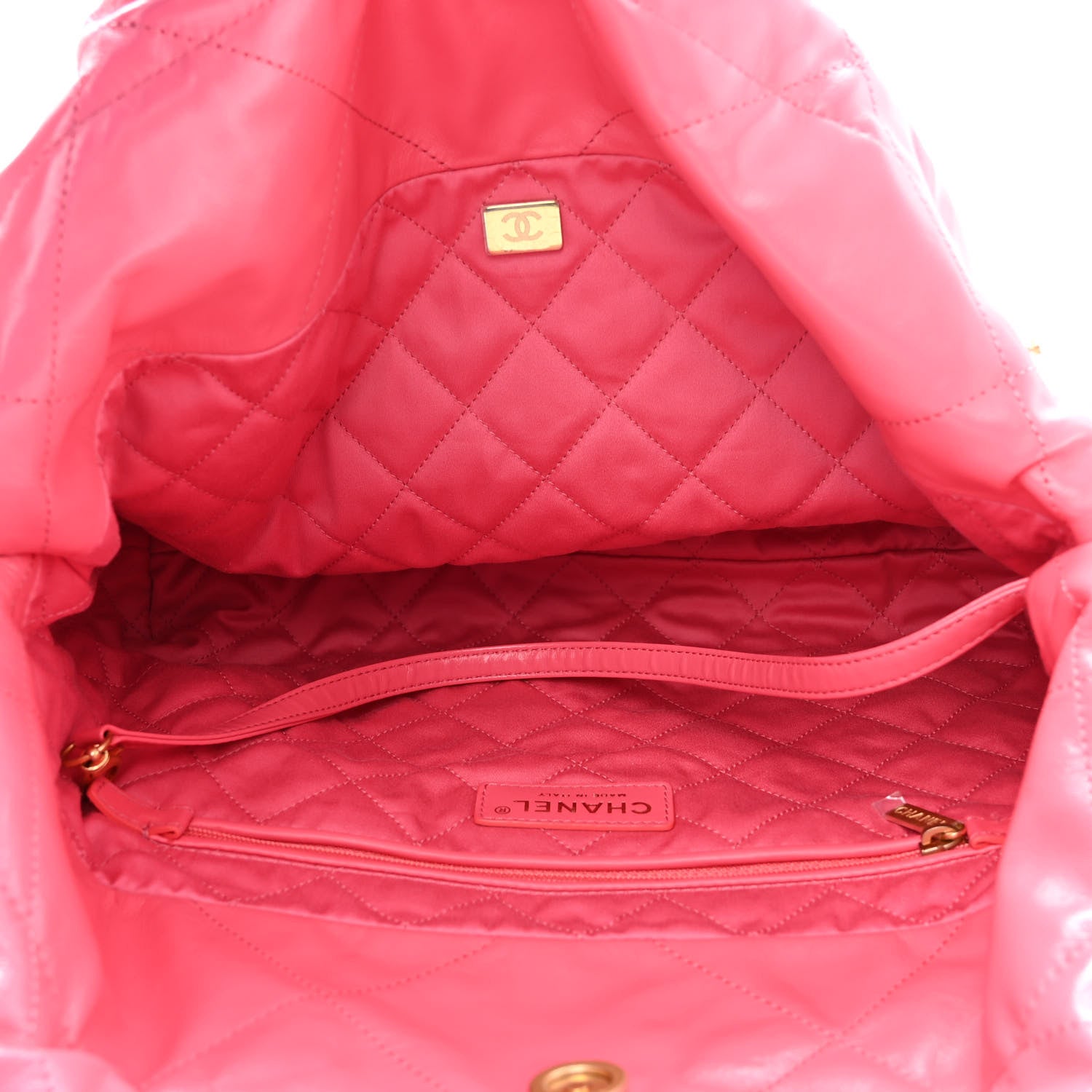 Chanel Shiny Calfskin Quilted Small Chanel 22 Coral Pink 6 of 11