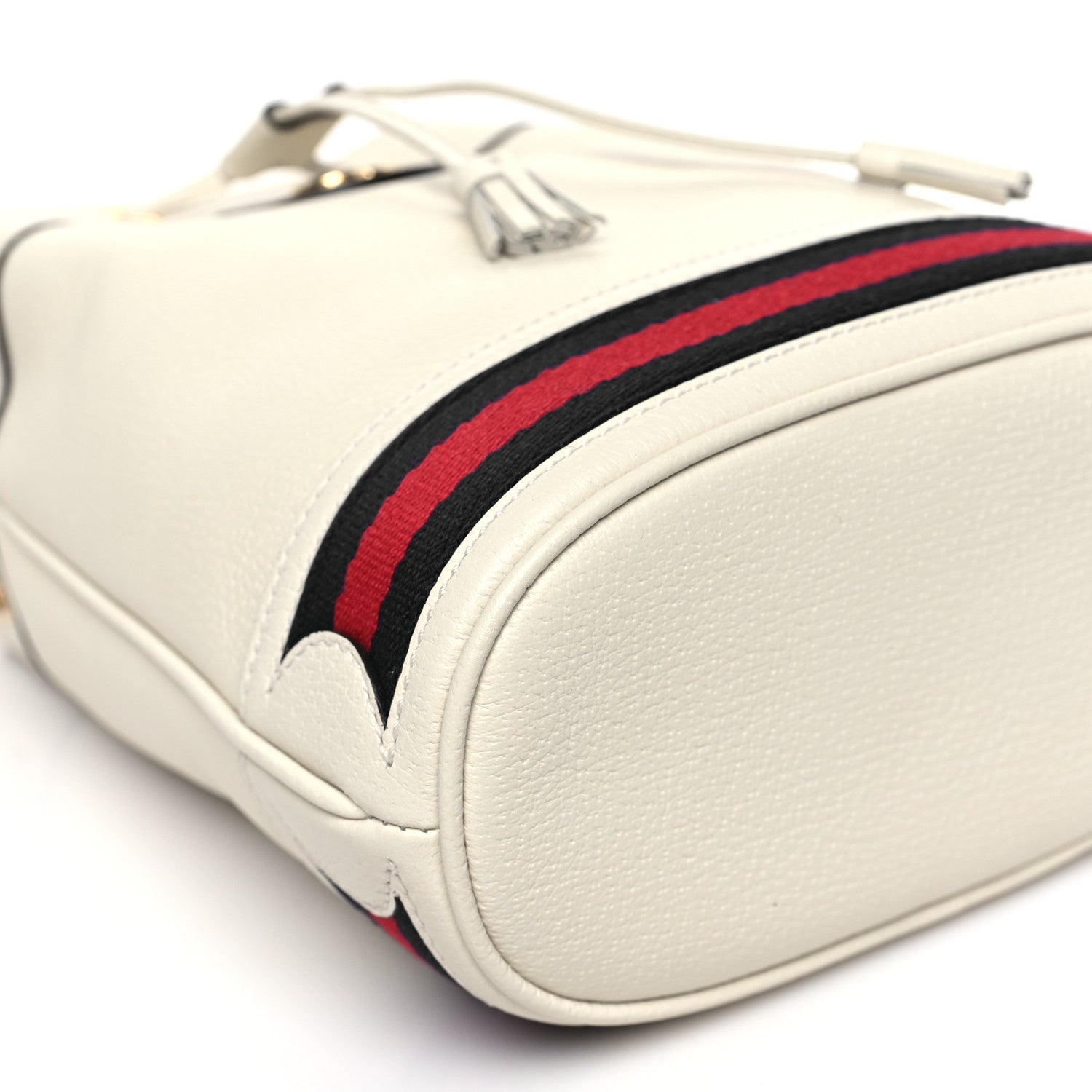 Gucci Glazed Textured Calfskin Web Small Ophidia Bucket Bag Mystic White 8 of 9
