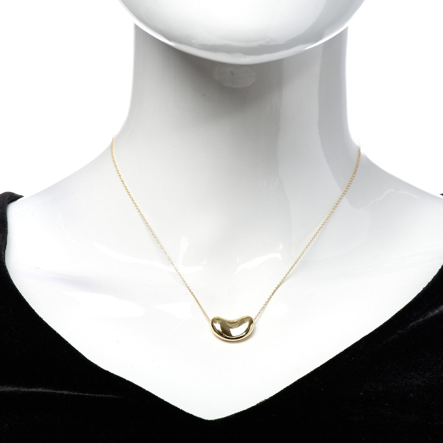 18K Yellow Gold 18mm Elsa Peretti Bean Pendant Necklace