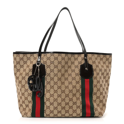 Gucci Monogram Web Medium Jolie Tote Brown 1 of 10