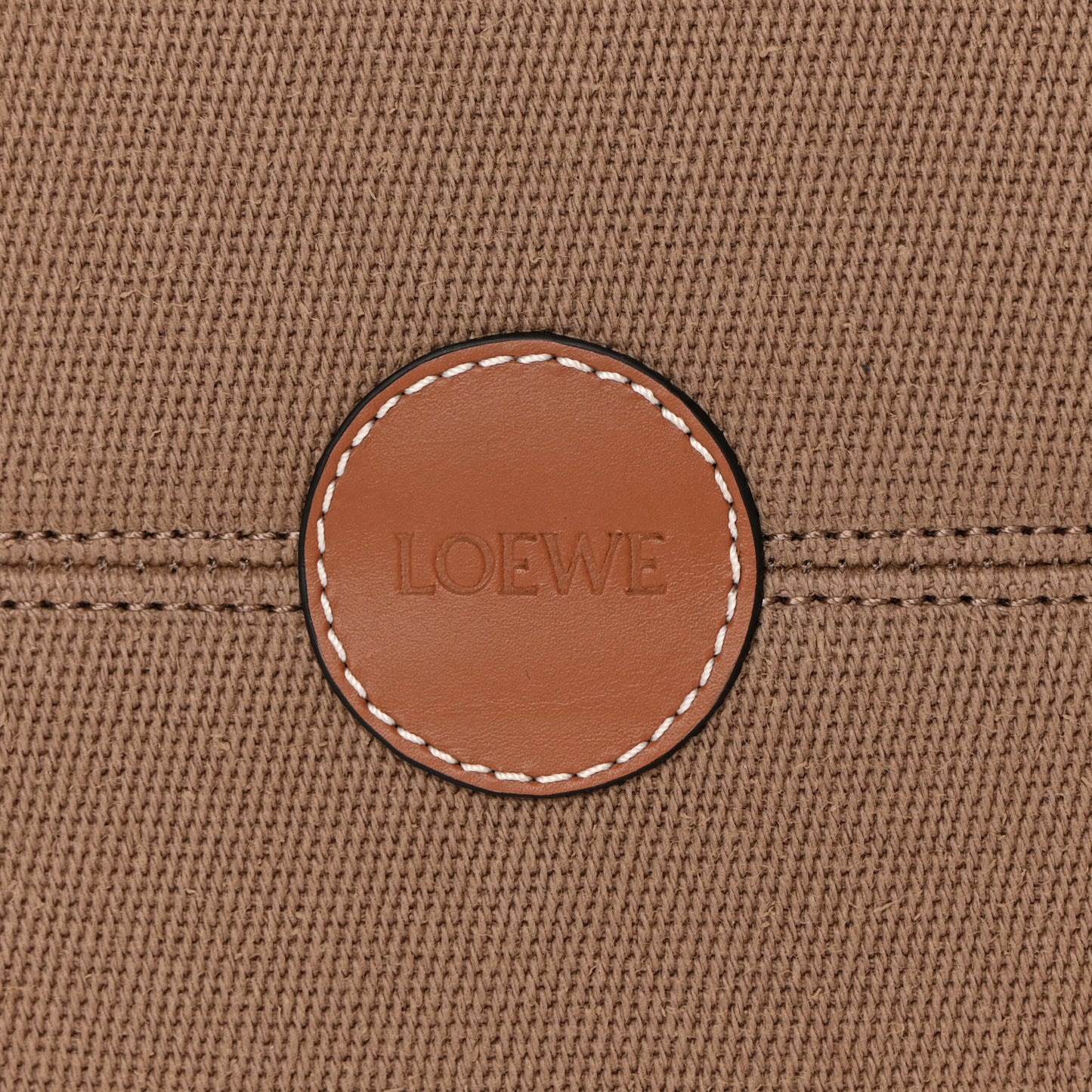 Canvas Calfskin Cushion Tote Taupe
