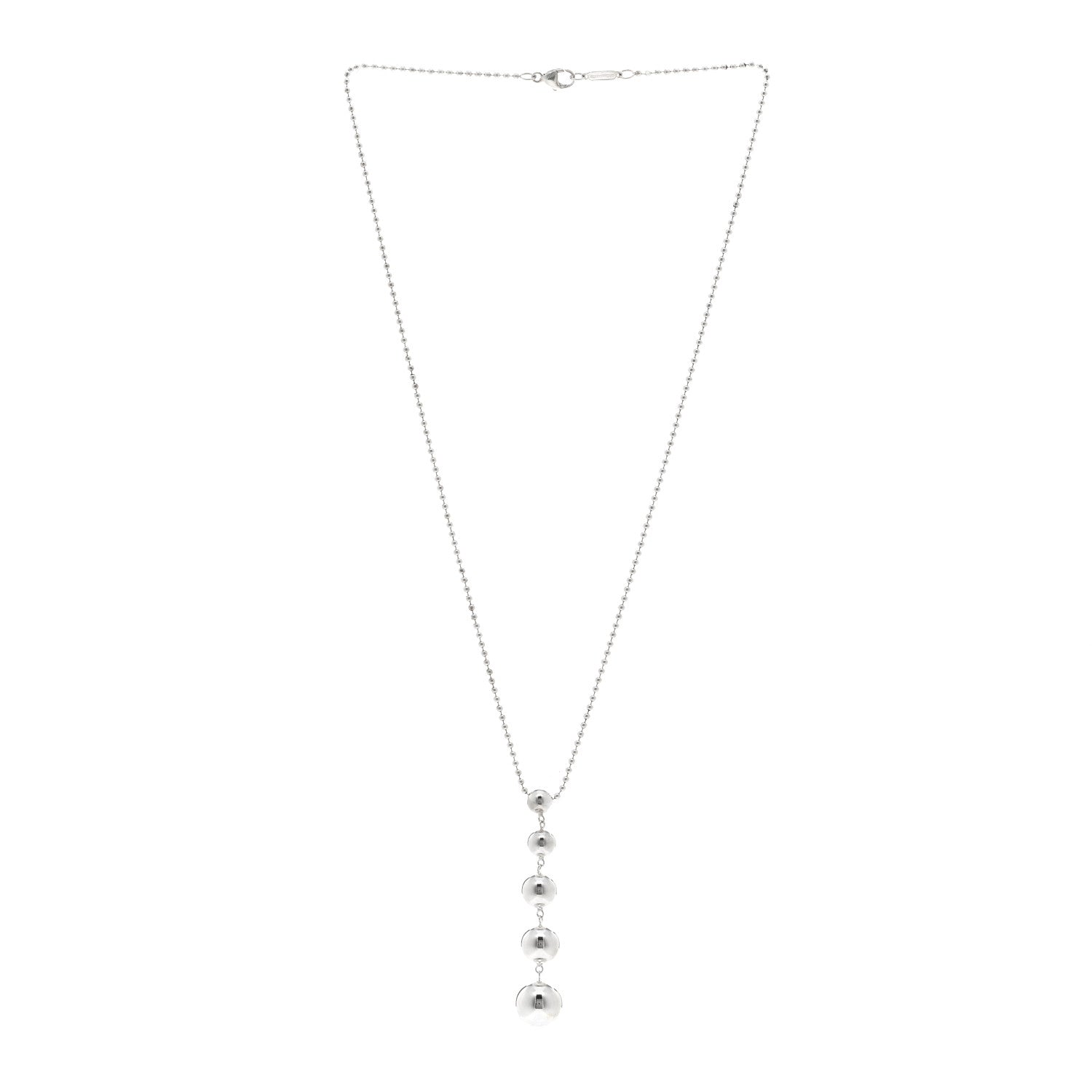 Tiffany Sterling Silver Graduated Ball Drop Necklace 3 of 4