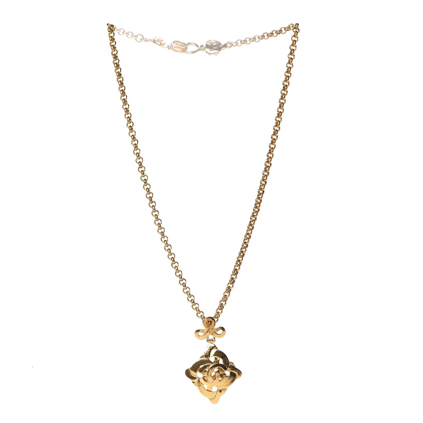 CC Chain Pendant Long Necklace Gold