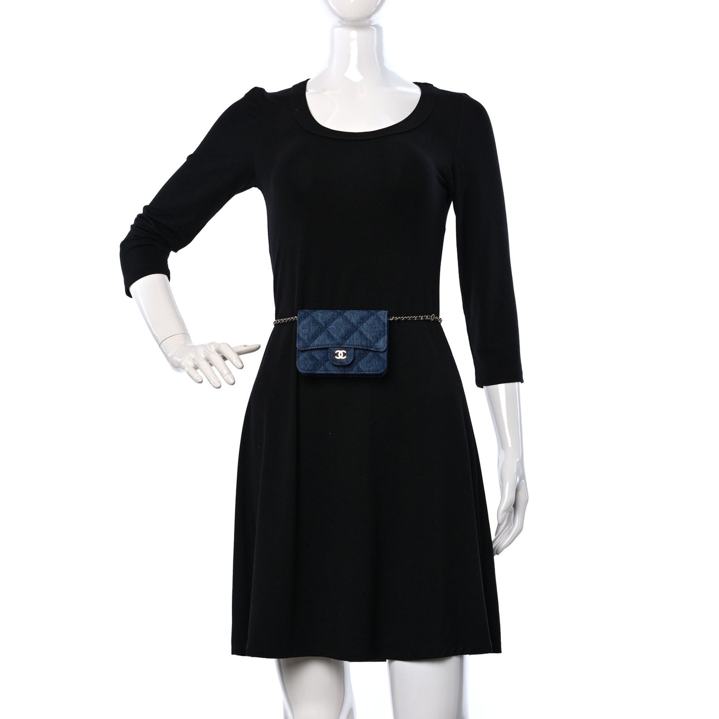 Denim Printed Belt Bag Dark Blue