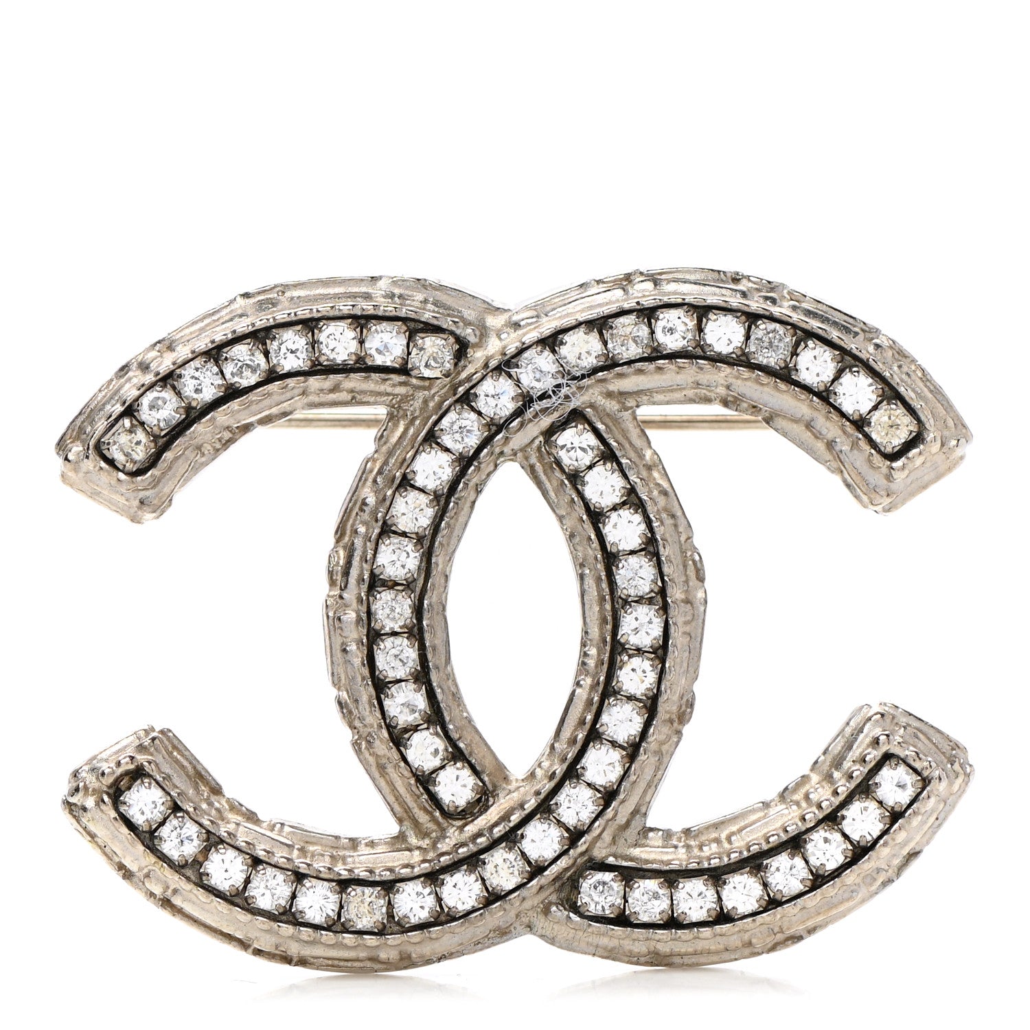 Chanel Crystal CC Brooch Silver 1 of 5
