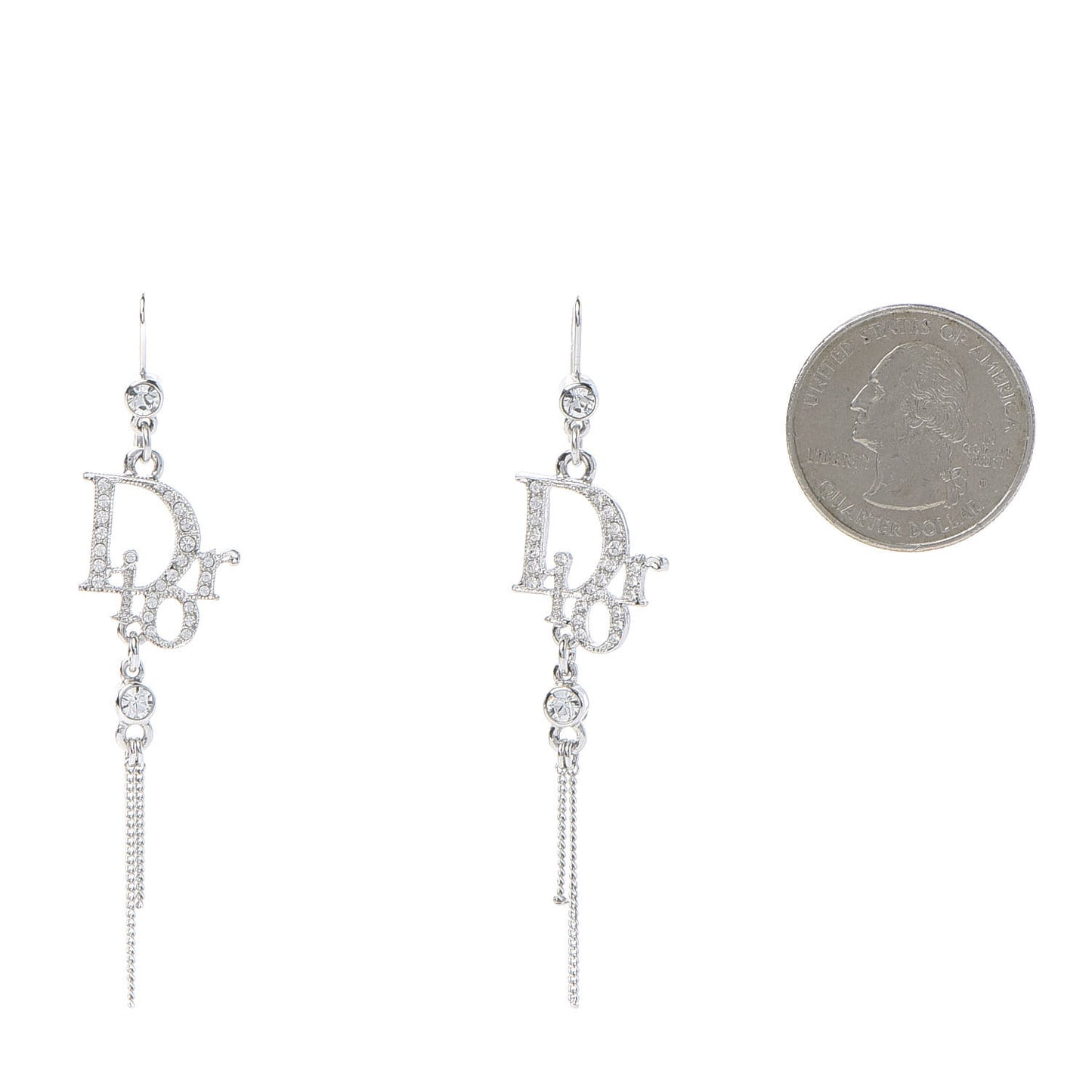Crystal Signature Drop Earrings Silver