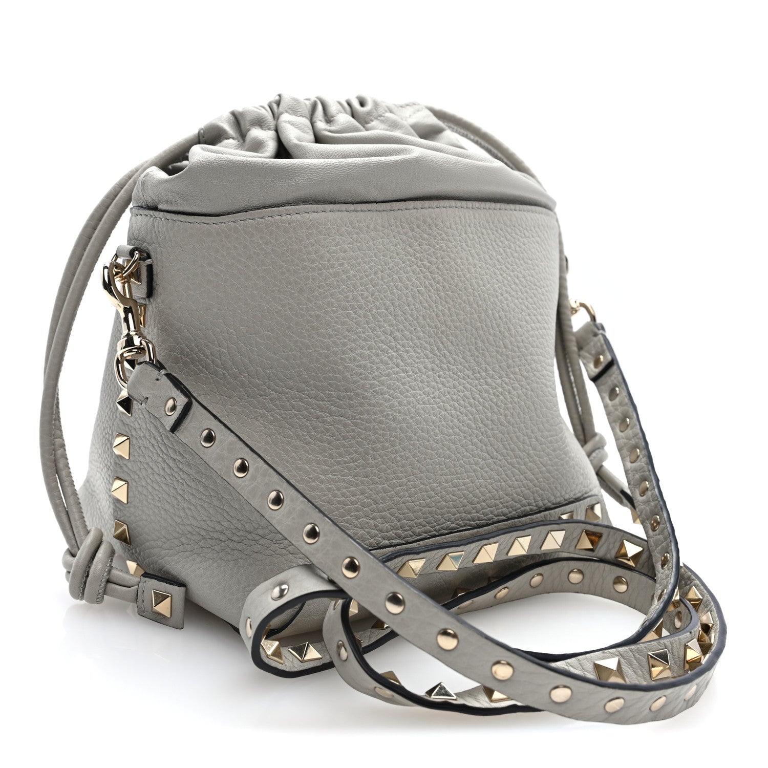 Valentino Garavani Grained Calfskin Rockstud Mini Bucket Bag Opal Grey 3 of 9