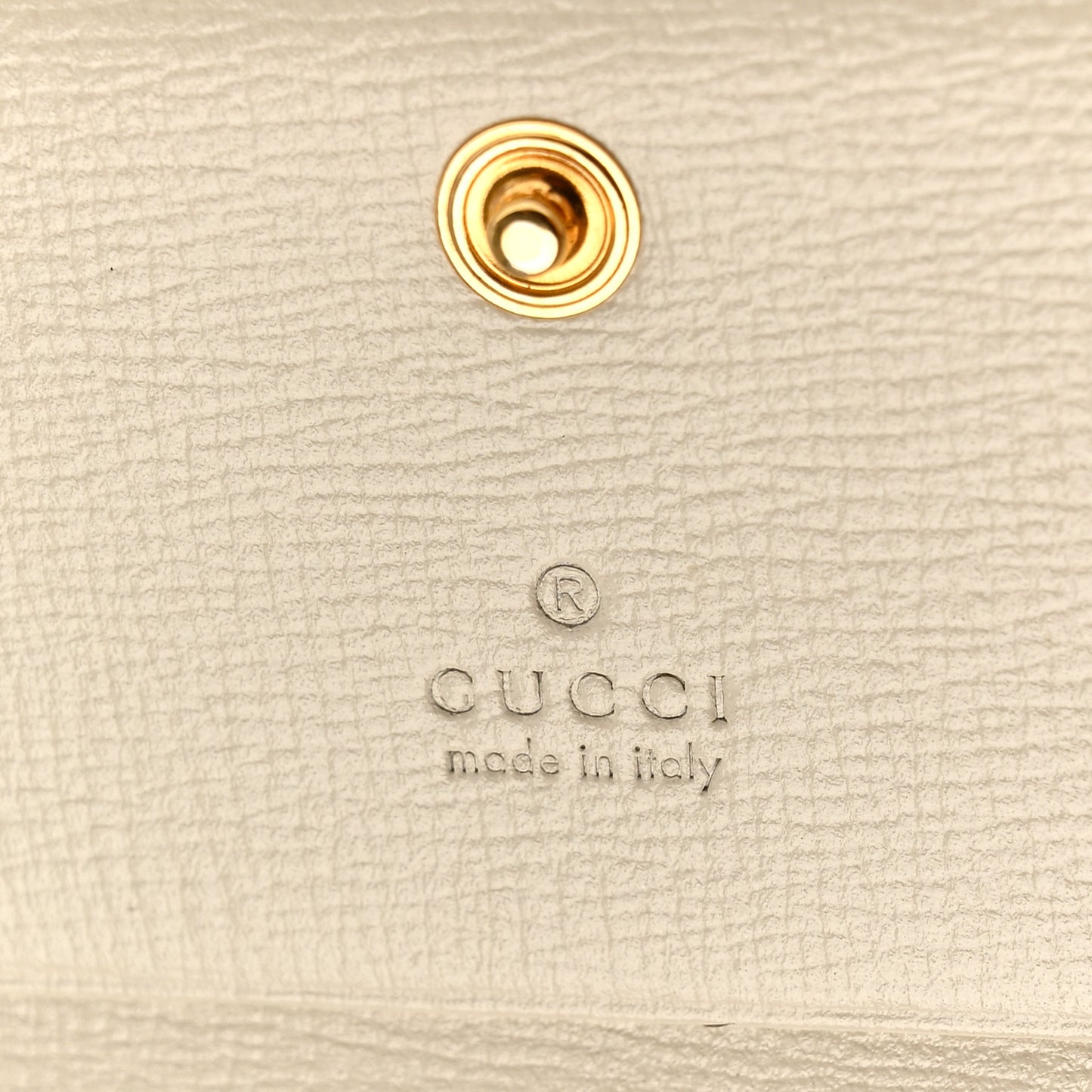 GG Supreme Monogram Azalea Calfskin Horsebit 1955 Card Case Wallet Beige Ebony Mystic White