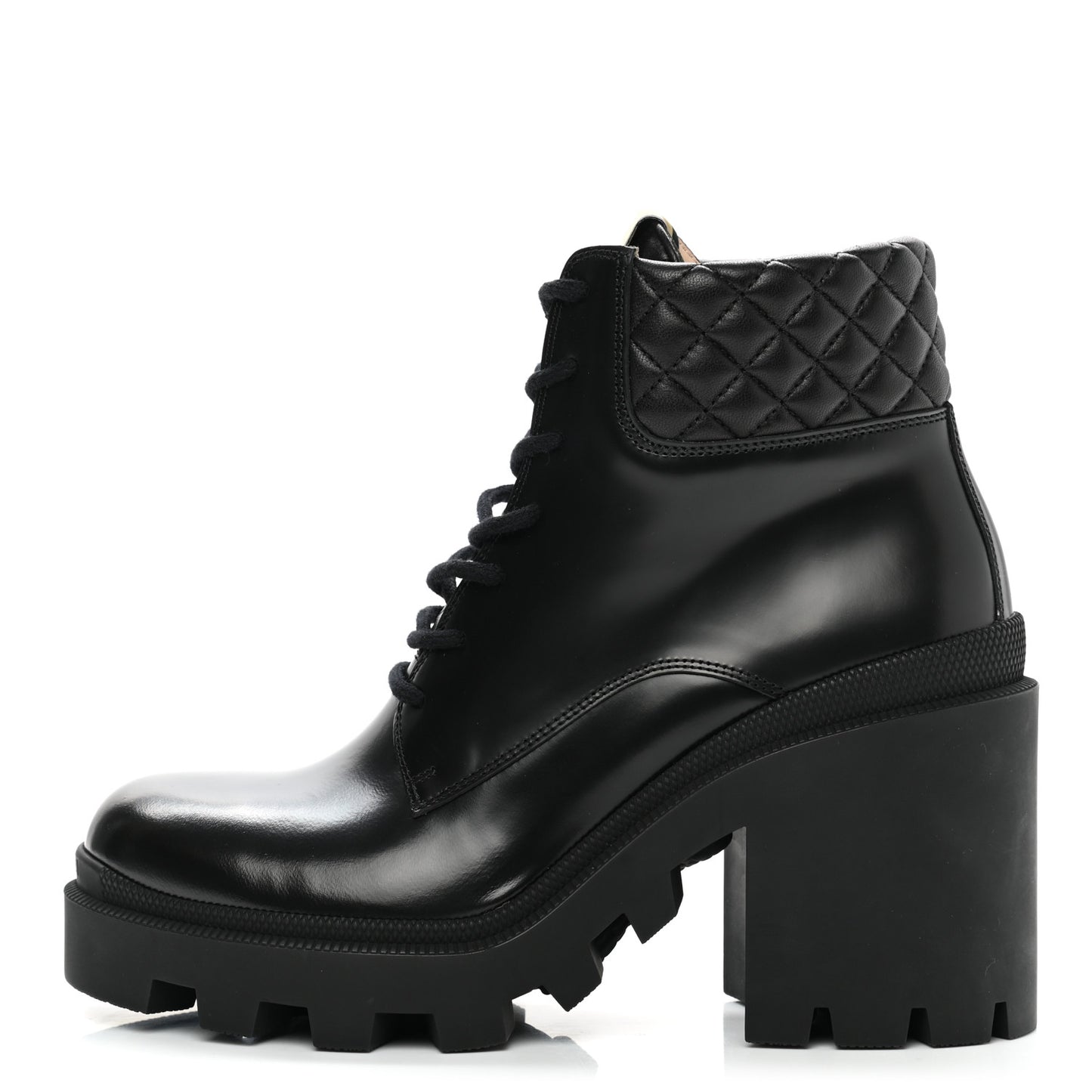 Magnum Calfskin Nappa Quilted Lace Up Ankle Boots 40 Black