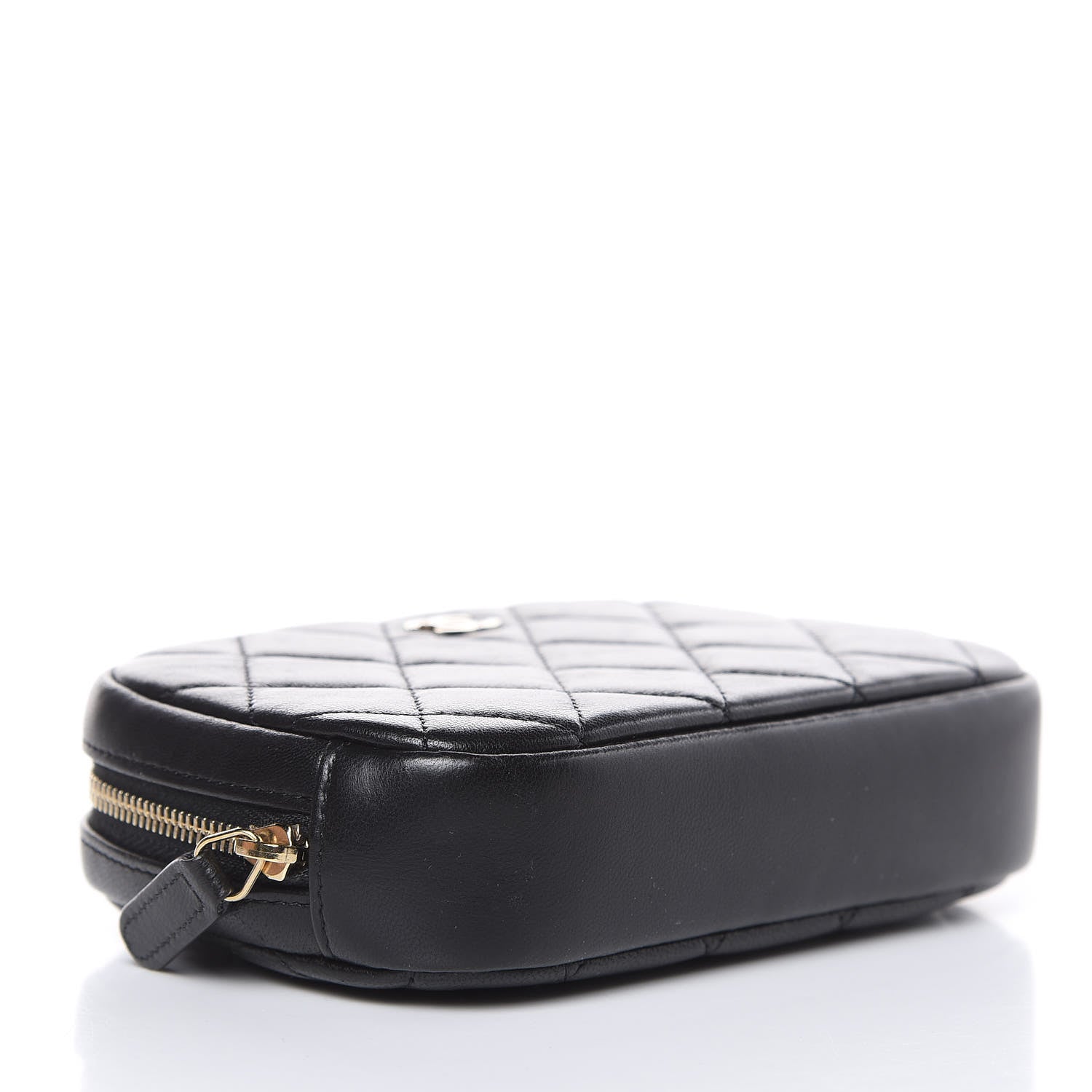 Chanel Lambskin Quilted Small Curvy Pouch Cosmetic Case Black 4 of 12