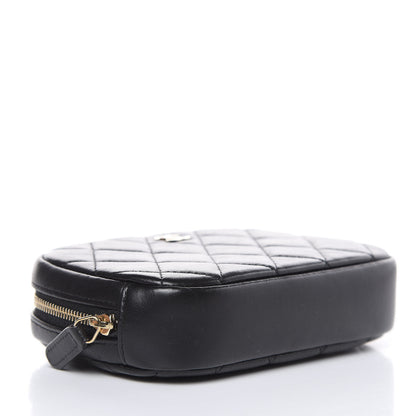 Chanel Lambskin Quilted Small Curvy Pouch Cosmetic Case Black 4 of 12
