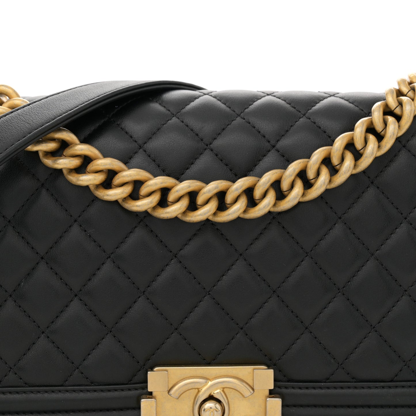 Calfskin Quilted Medium Boy Flap Black