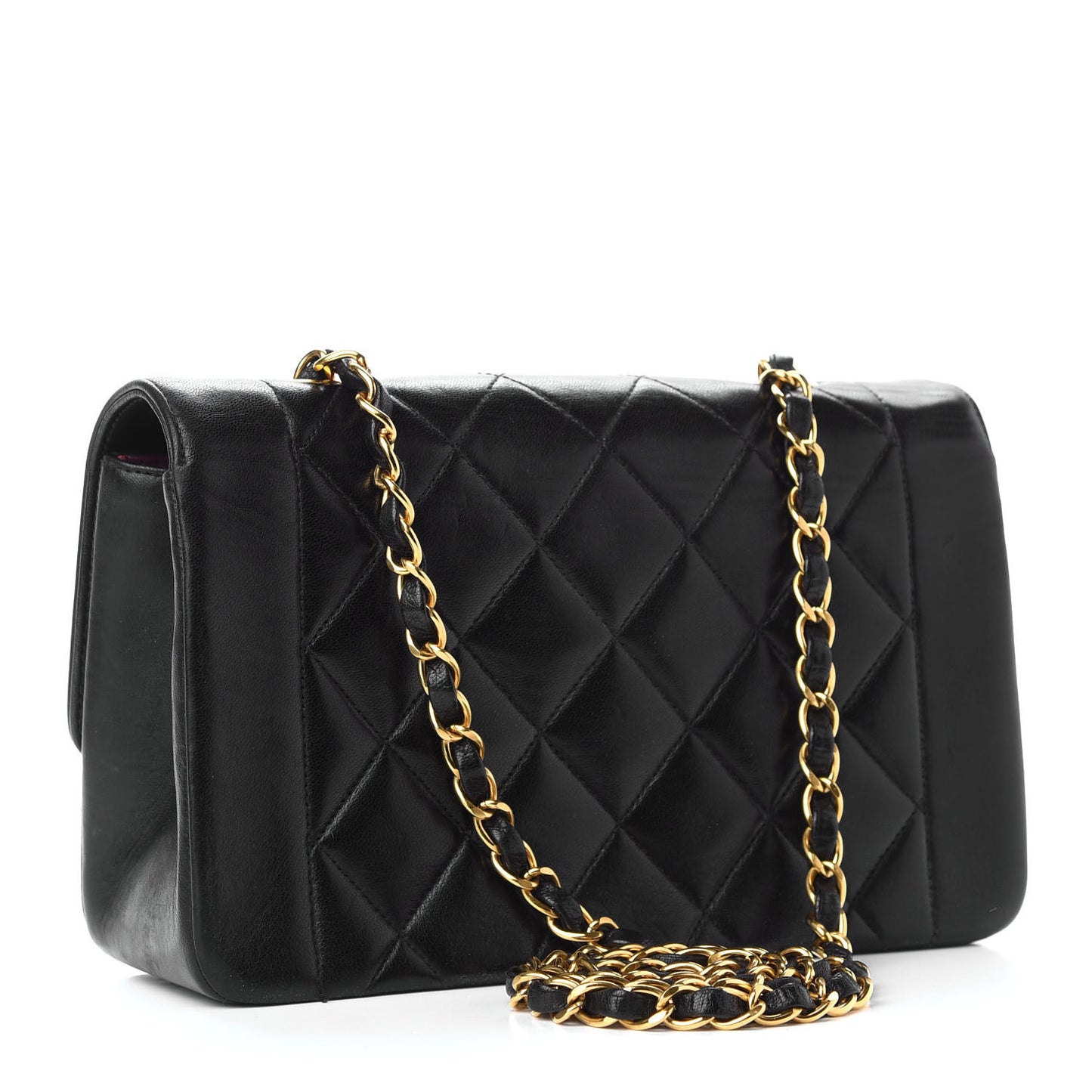 Lambskin Quilted Small Single Flap Black