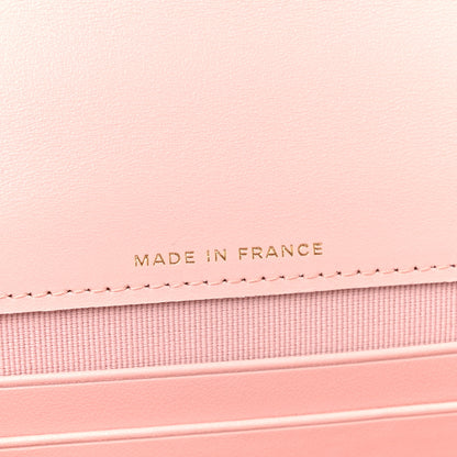Chanel Shiny Caviar Quilted Flap Charm Wallet On Chain WOC Light Pink 7 of 12
