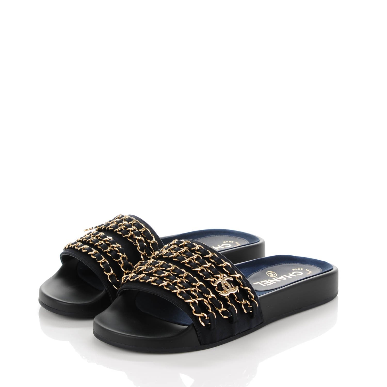 Chanel Nylon Chain Flat Sandals 36 Marine 3 of 8