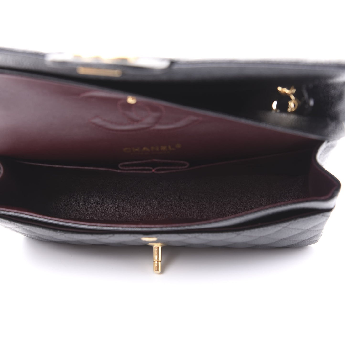Caviar Quilted Medium Double Flap Black