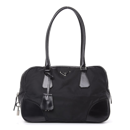Prada Tessuto Nylon Soft Calfskin Shoulder Bag Black 1 of 15
