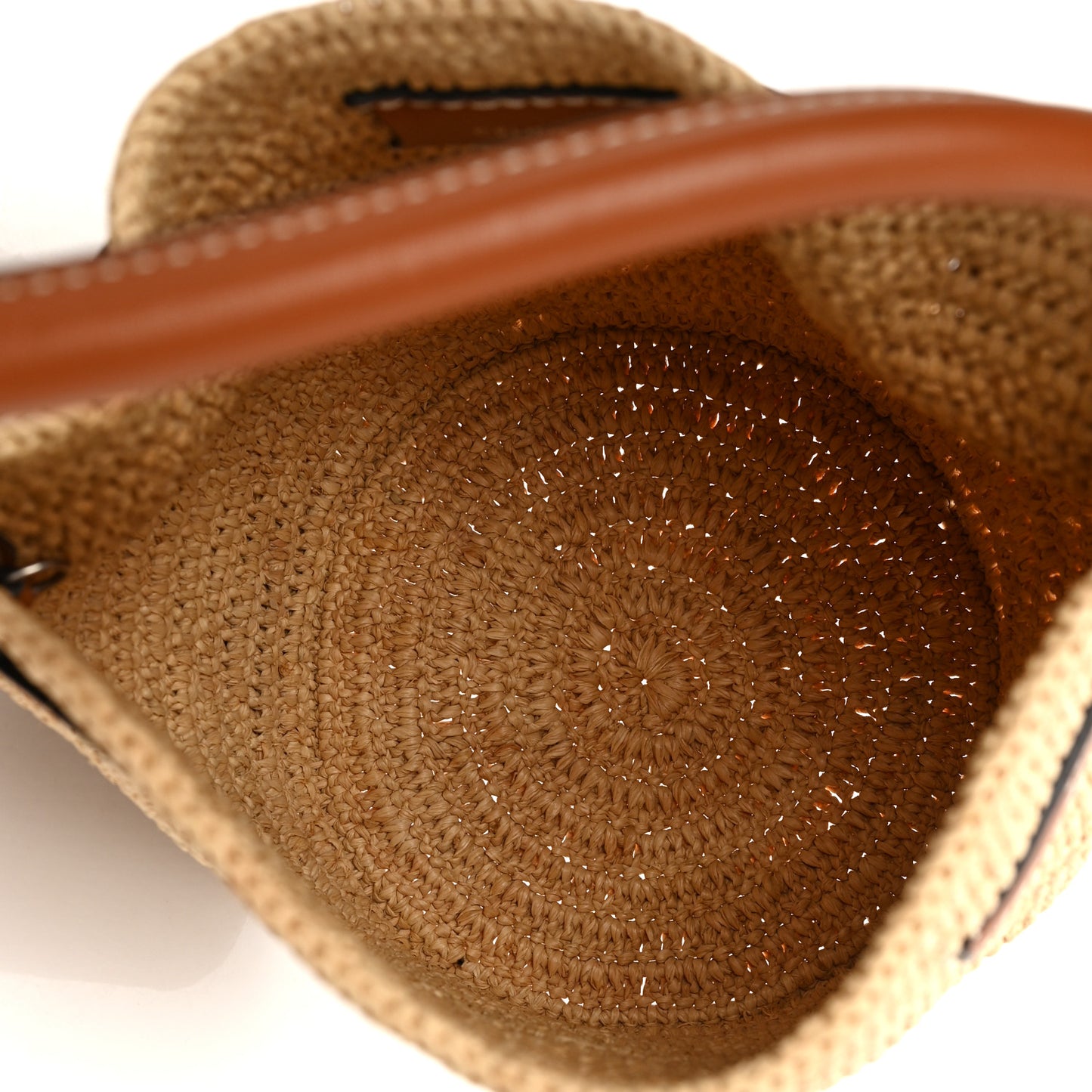 Raffia Calfskin Nano Big Bag Bucket Tan