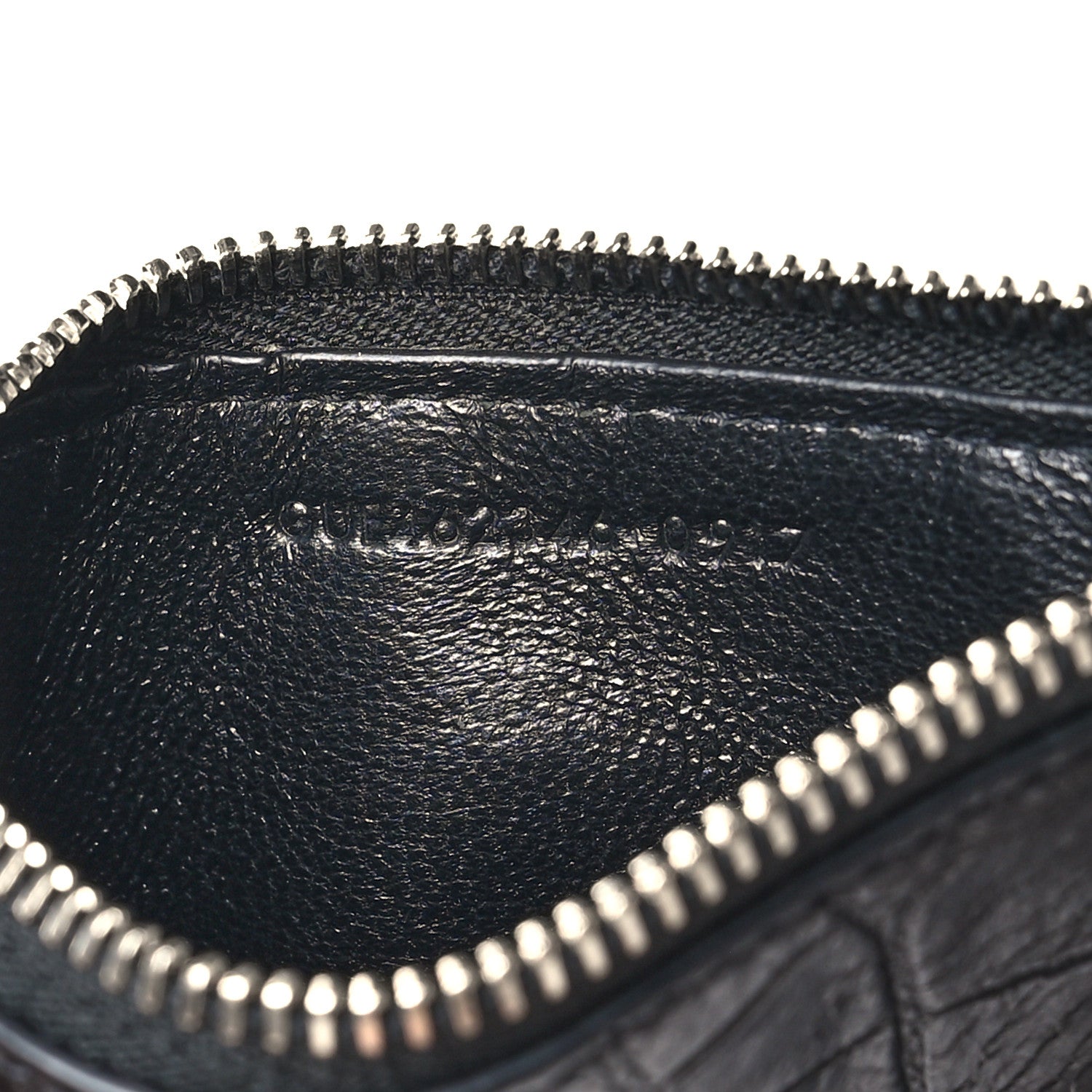 Saint Laurent Calfskin Crocodile Embossed 5 Fragments Zip Pouch Card Holder Black 7 of 10