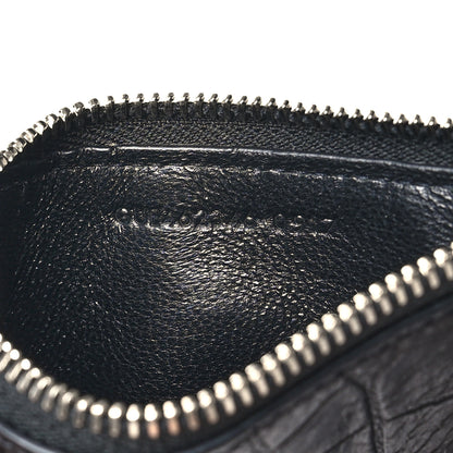 Saint Laurent Calfskin Crocodile Embossed 5 Fragments Zip Pouch Card Holder Black 7 of 10