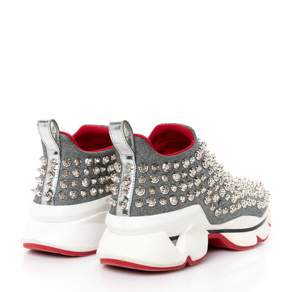 Christian Louboutin Neo Lame Spike Sock Donna Flat Sneakers 36 Snow Silver 4 of 9