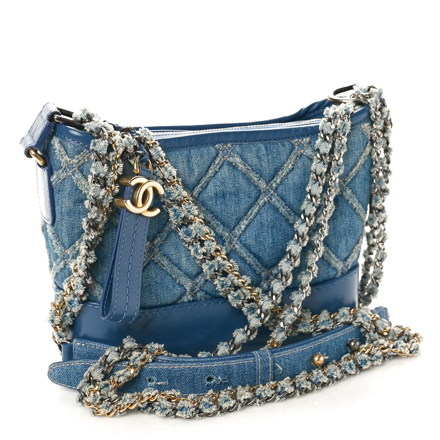 Denim Calfskin Small Gabrielle Hobo Blue