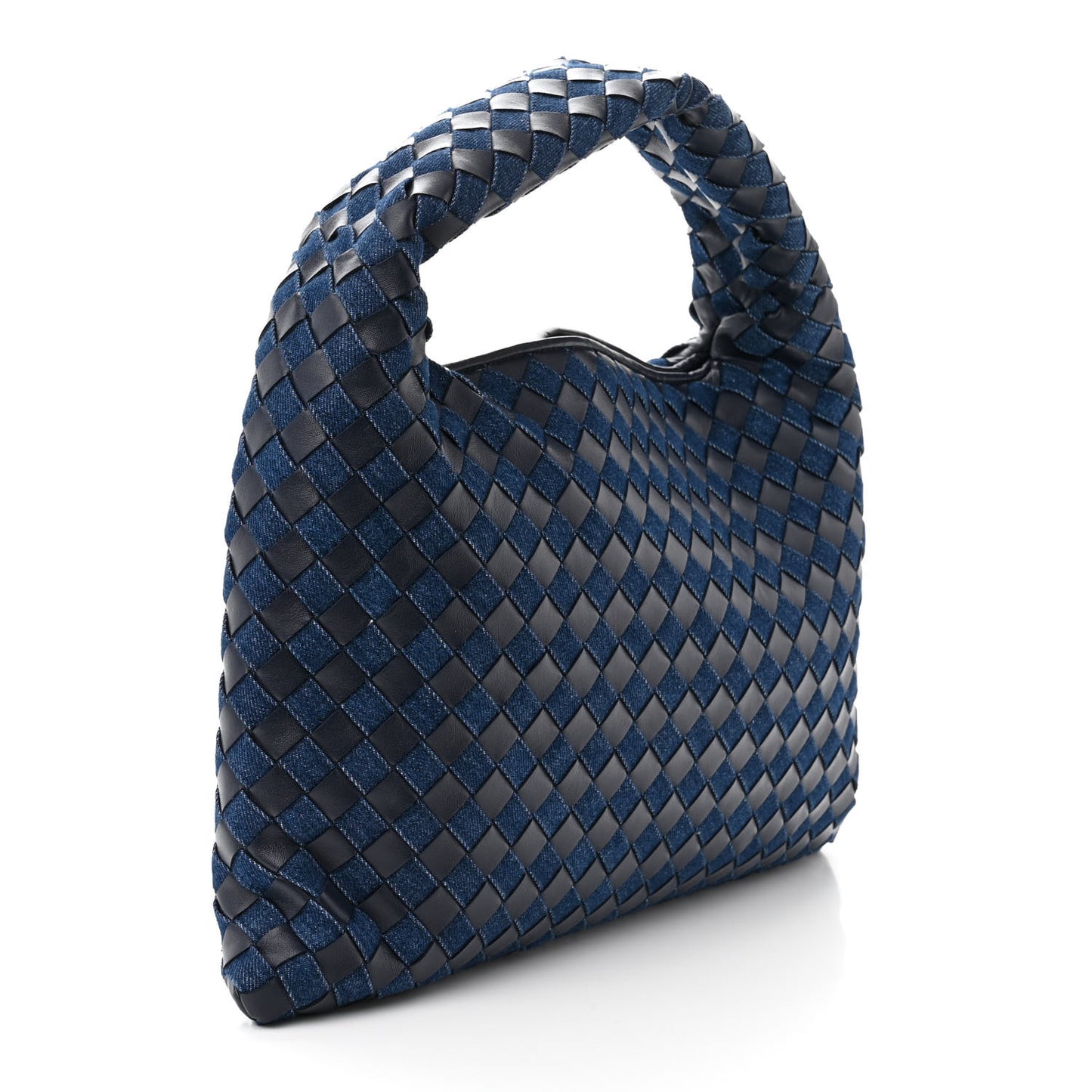 Denim Calfskin Intrecciato Small Hop Abyss Indigo