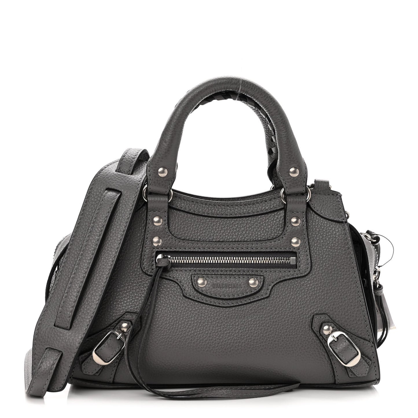 Grained Calfskin Neo Classic Silver Hardware Mini City Dark Grey