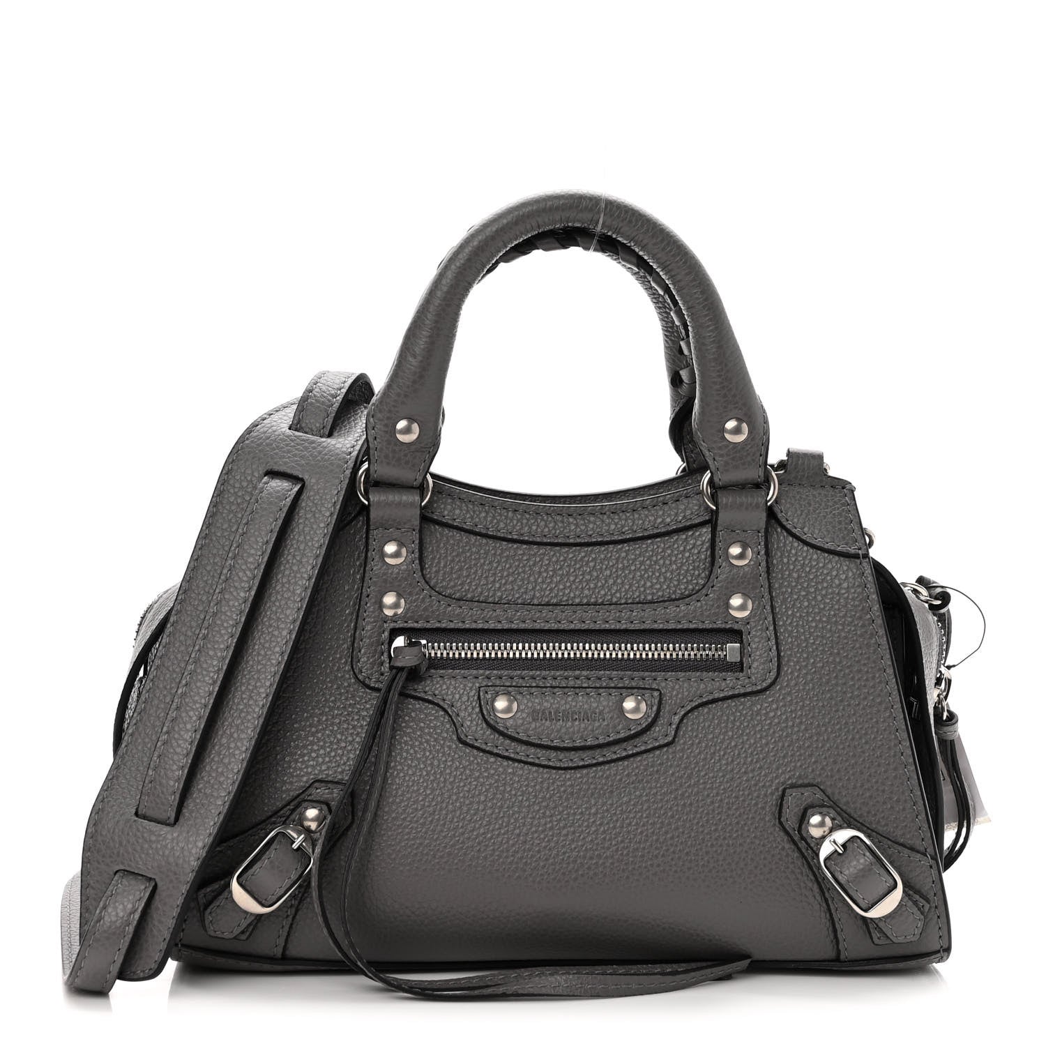 Balenciaga Grained Calfskin Neo Classic Silver Hardware Mini City Dark Grey 1 of 10