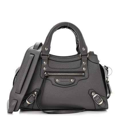 Balenciaga Grained Calfskin Neo Classic Silver Hardware Mini City Dark Grey 1 of 10