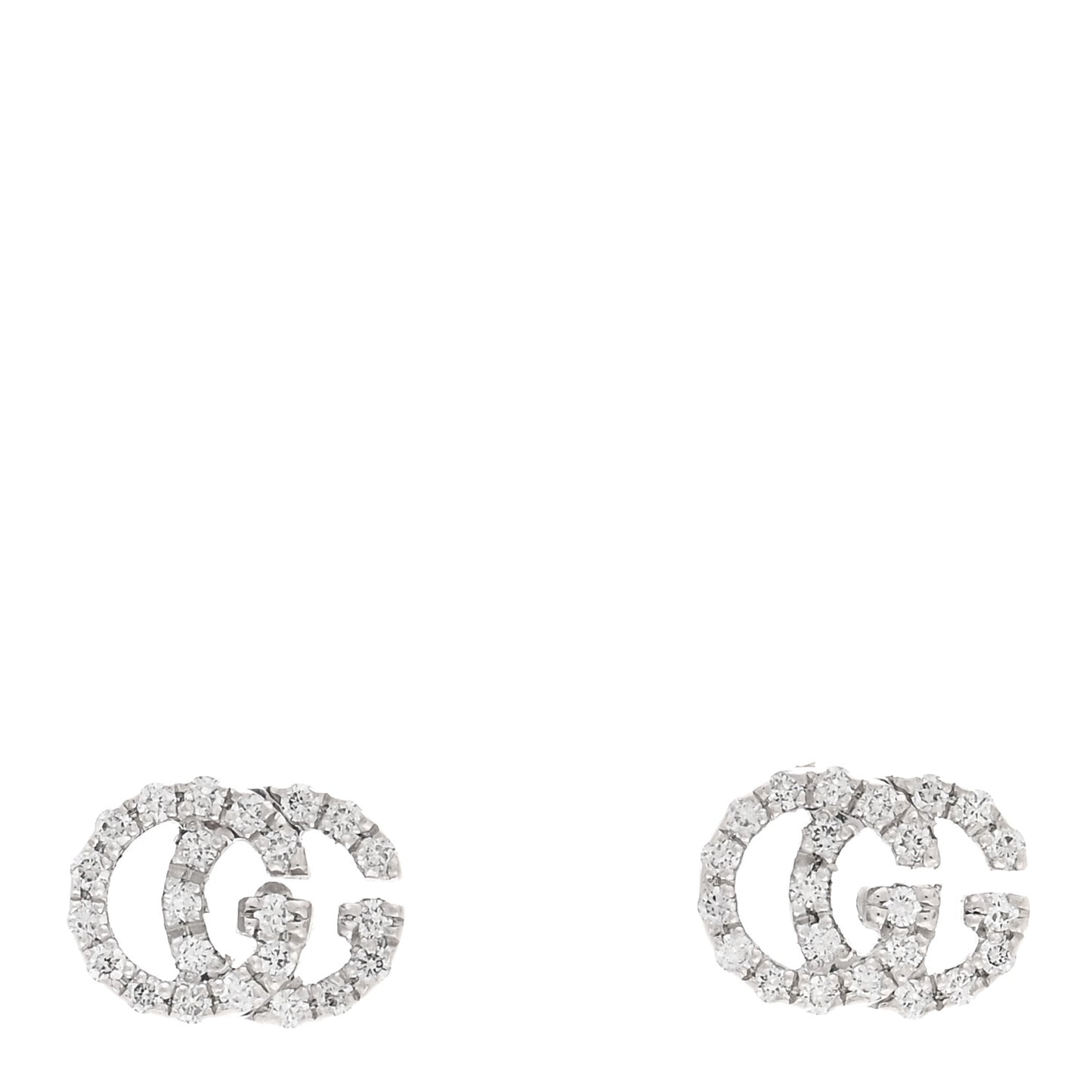 18K White Gold Diamond Mini Running G Earrings