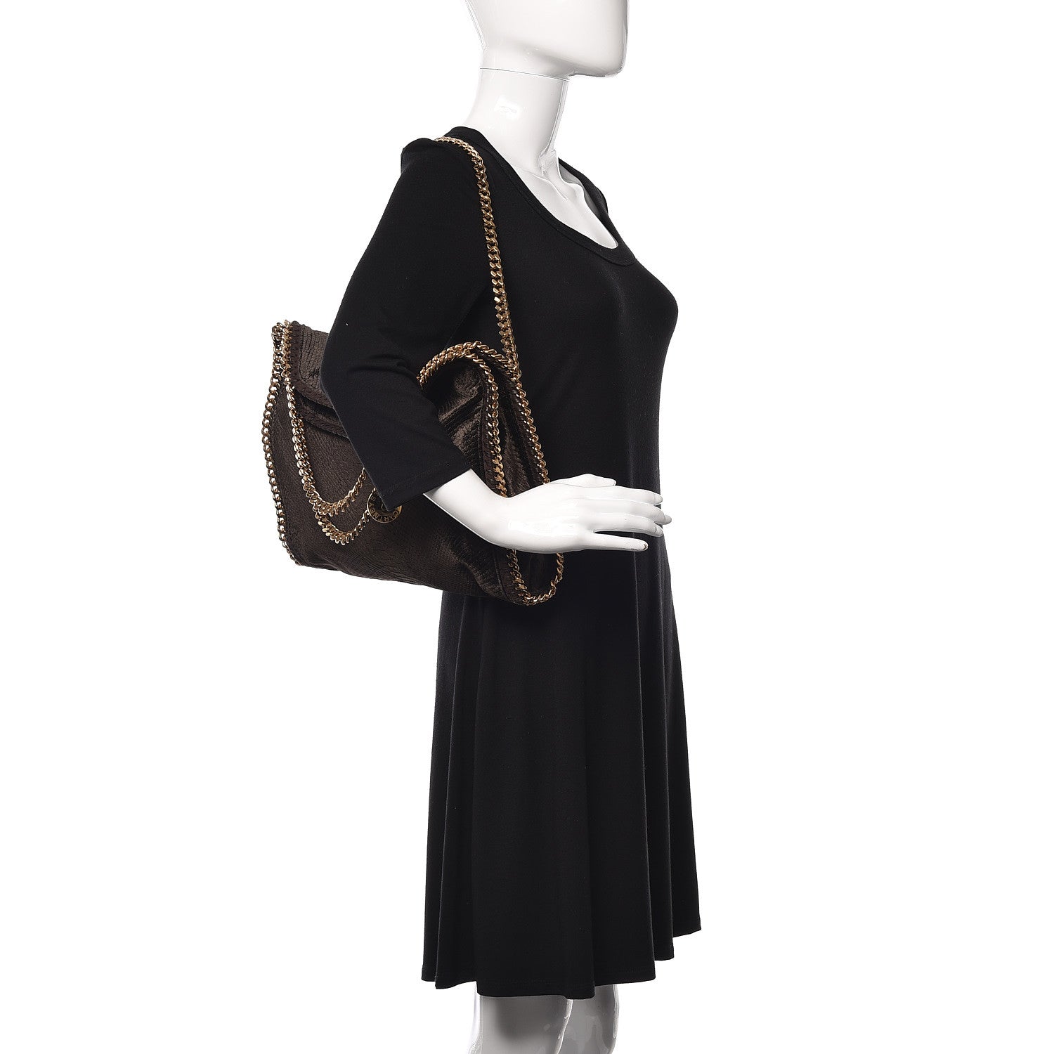 Stella McCartney Metallic Snake Embossed Velvet Falabella Fold Over Tote Brown 2 of 11