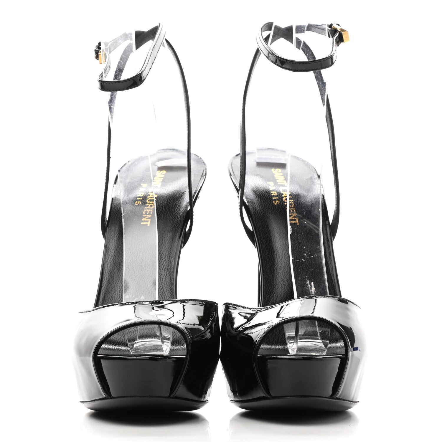 Saint Laurent Patent Tribute Lips Platform Sandals 40.5 Black 2 of 10
