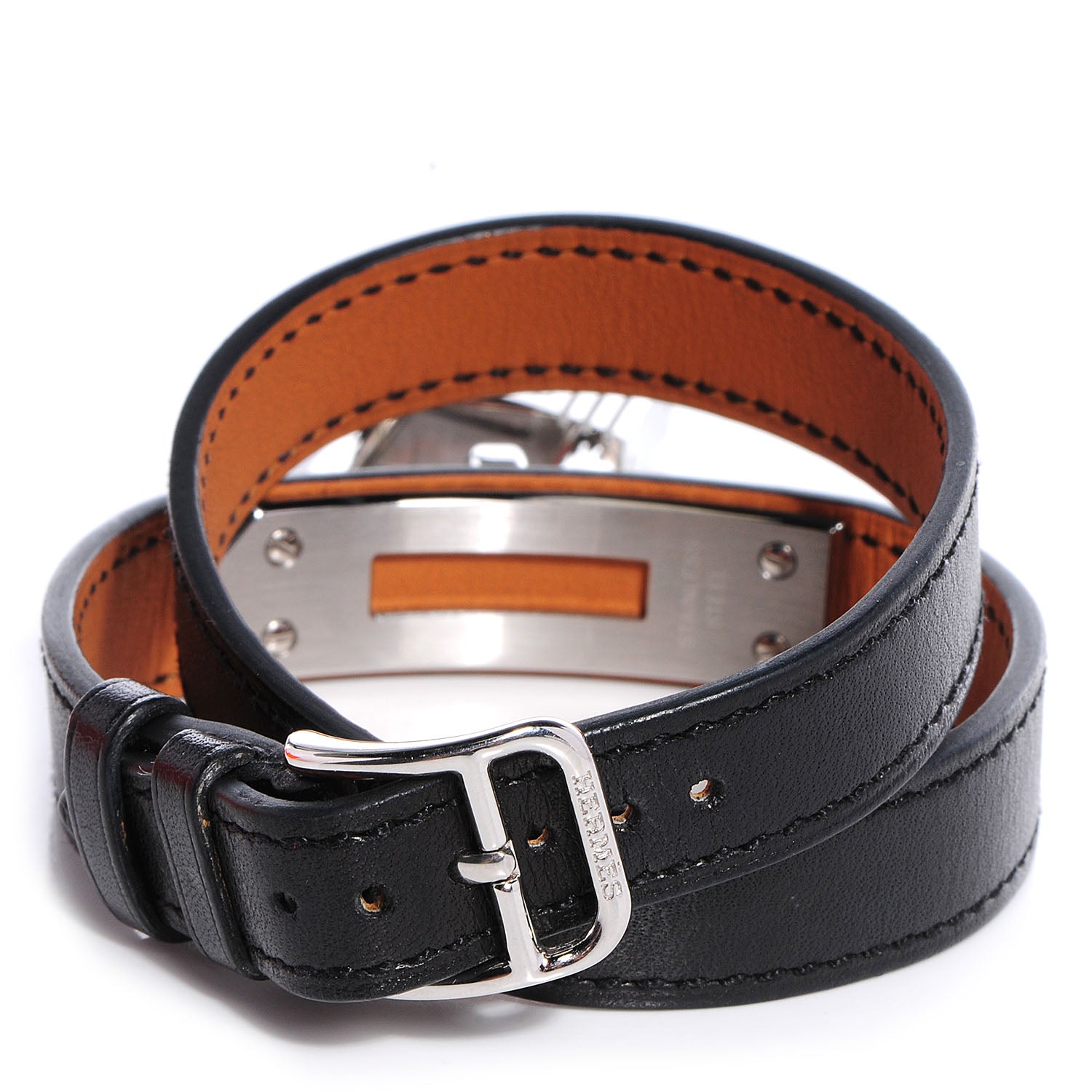 Hermes Stainless Steel Barenia 20mm Kelly Cadena Double Tour Quartz Watch Noir 4 of 9