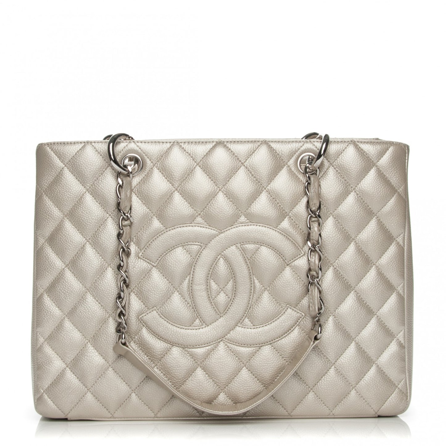 Caviar Quilted Grand Shopping Tote GST Pearl