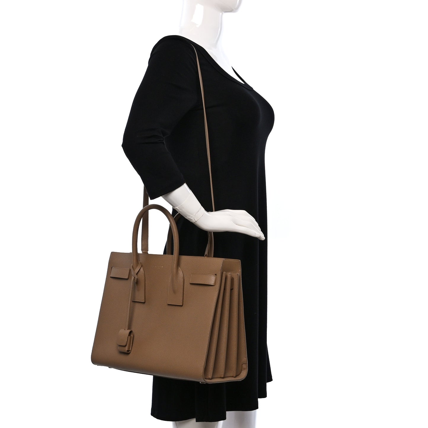 Grained Calfskin Small Sac De Jour Deep Beige