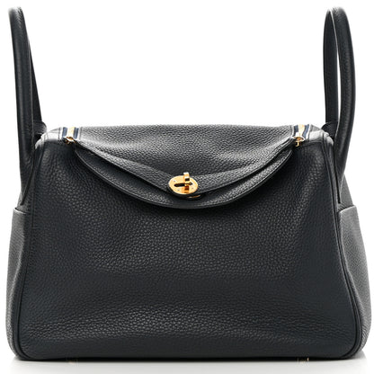 Hermes Taurillon Clemence Lindy 30 Bleu Indigo 9 of 16