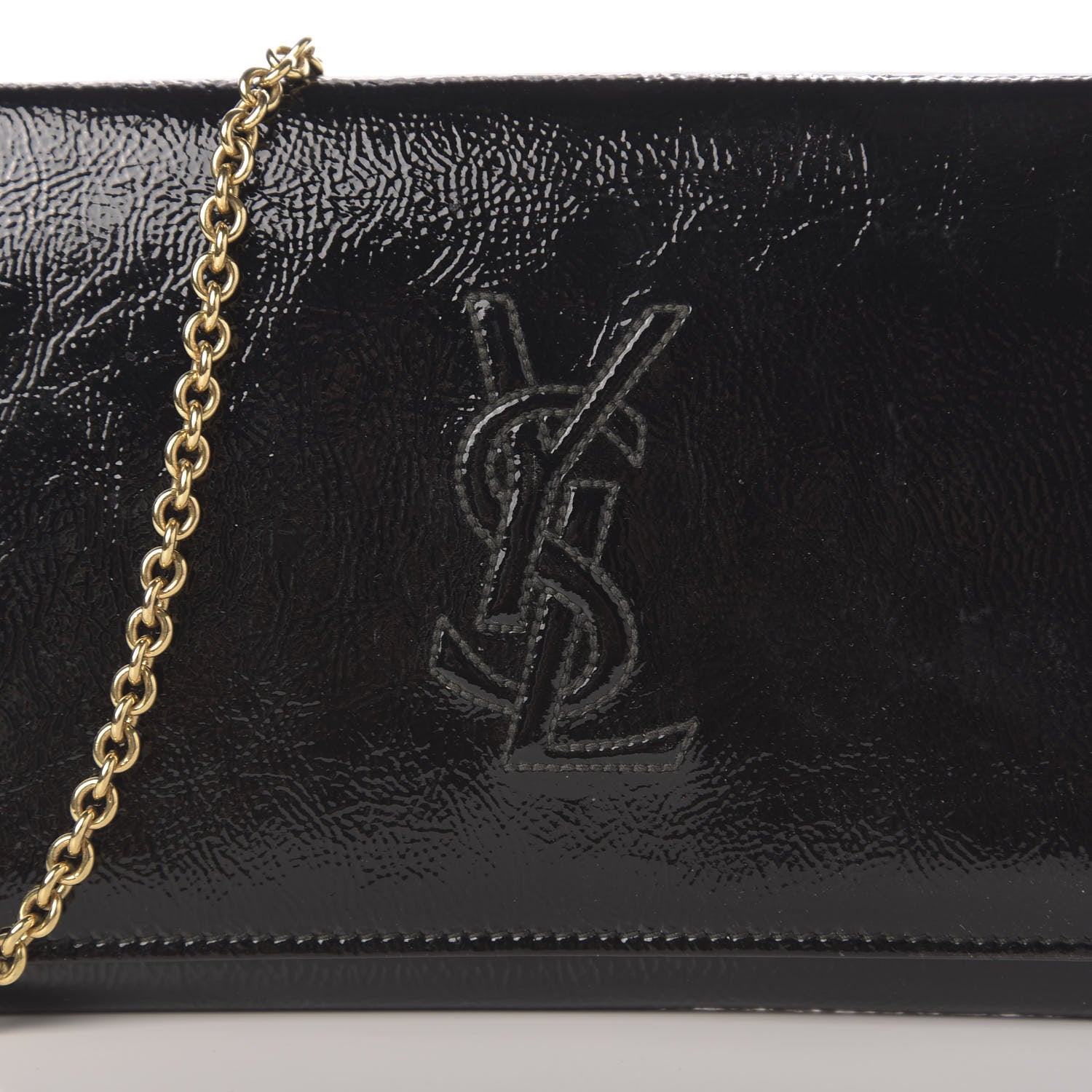 Saint Laurent Textured Patent Belle de Jour Chain Clutch Black 12 of 12